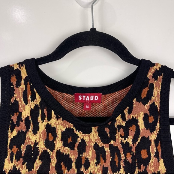 Staud Tavin Top Sleeveless Knit Leopard Print Crop Top Women's Size Medium - Picture 5 of 9